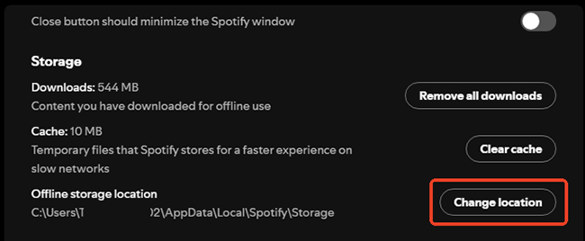 change spotify download location