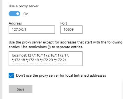 change system proxy server