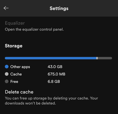 check spotify storage