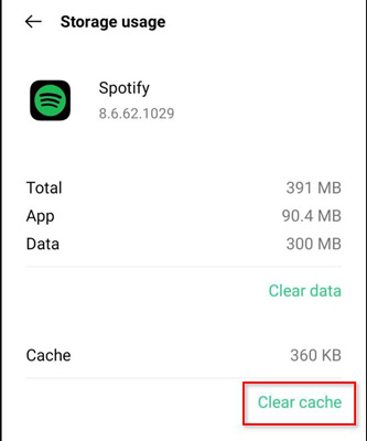 clear spotify cache android
