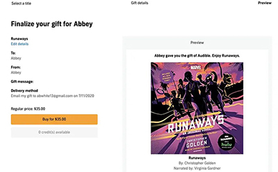 confirm gift an audible book