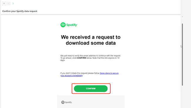 confirm your spotify data request