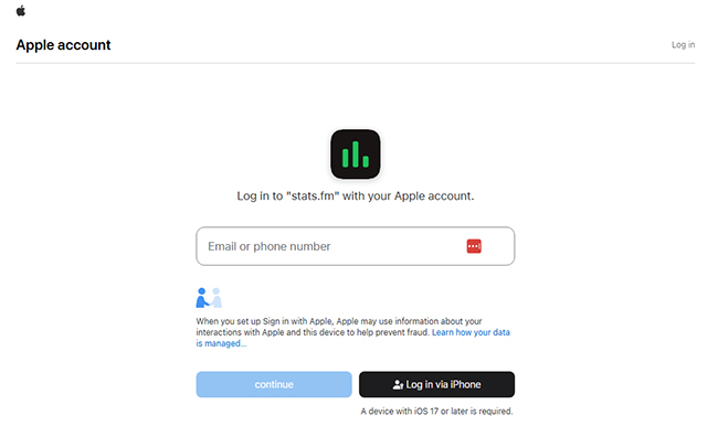 connect apple music account to stats fm