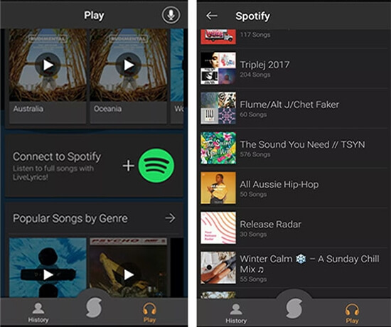 connect to spotify soundhound