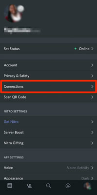 connections on discord mobile