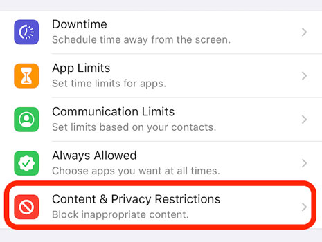 content and privacy restrictions on iphone