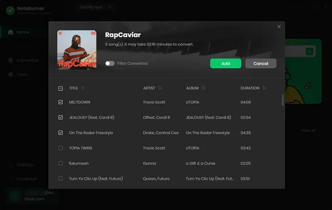 convert music via noteburner spotify music converter