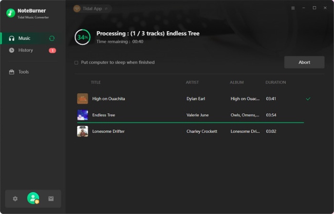 download music via noteburner tidal music converter