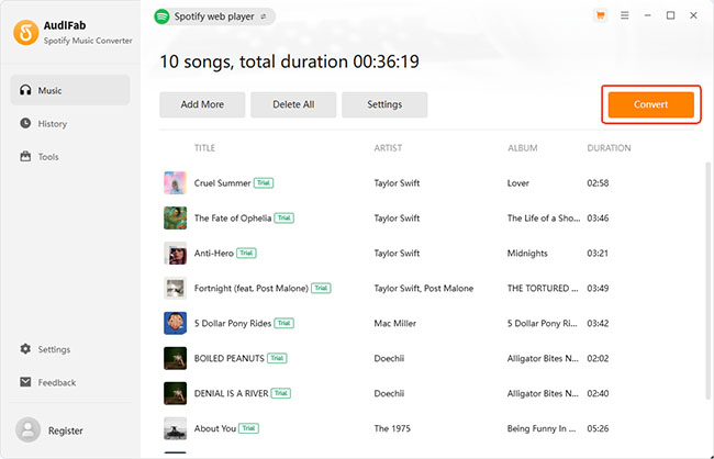 convert spotify music audifab