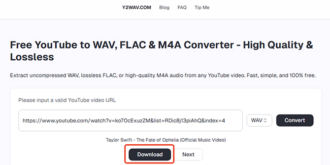 convert youtube to wav y2wav