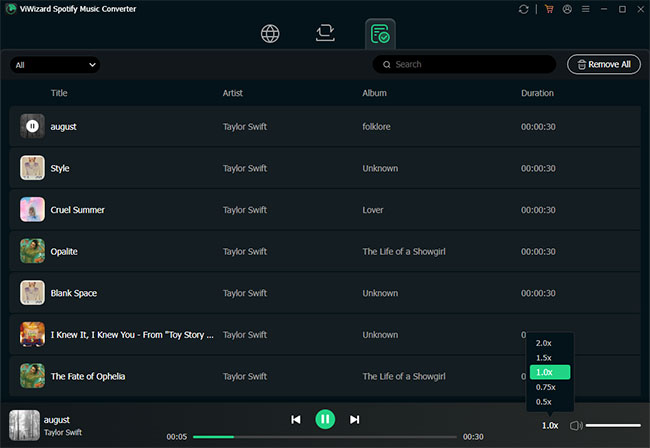 play converted spotify songs and change playback speed