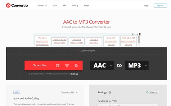 convertio aac to mp3 converter online