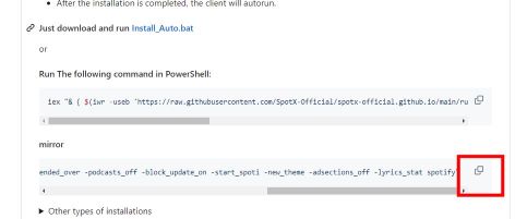 copy command line to install spotx