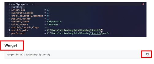 copy winget command line