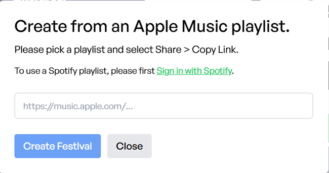 create apple music festival via instafest