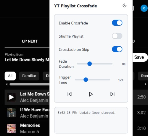 youtube music crossfade extension