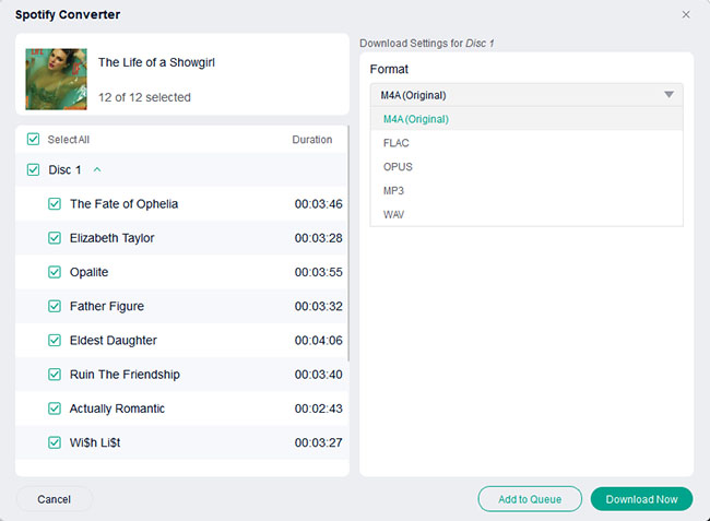 customize spotify format musicfab