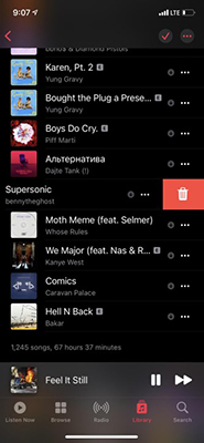 delete apple music recently played songs iphone