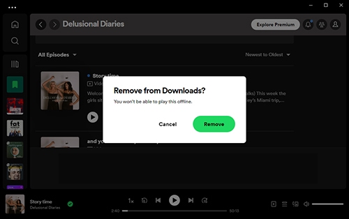 delete downloaded spotify podcasts