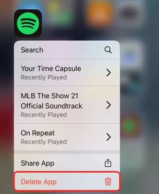 delete spotify app ios