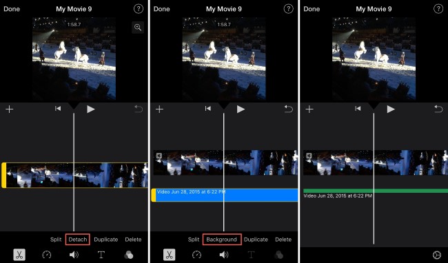 detach audio imovie iphone