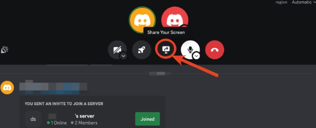 discord screen share button