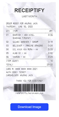 download receipts image from receiptify