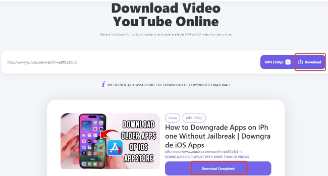 download youtube via downloaderto