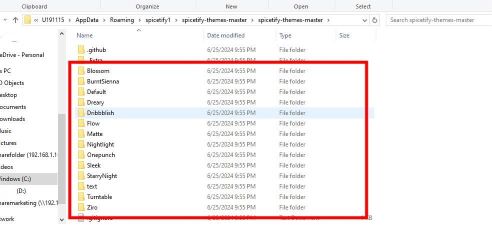 downloaded themes for spicetify