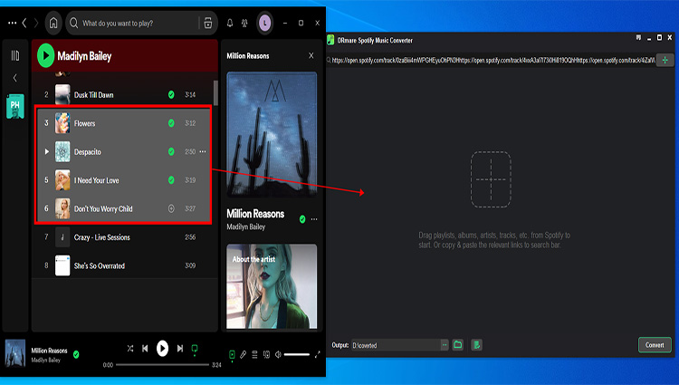 Drag multiple tracks into DRmare