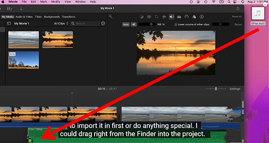 drag music to imovie mac