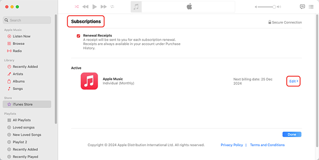 edit apple music subscription on mac