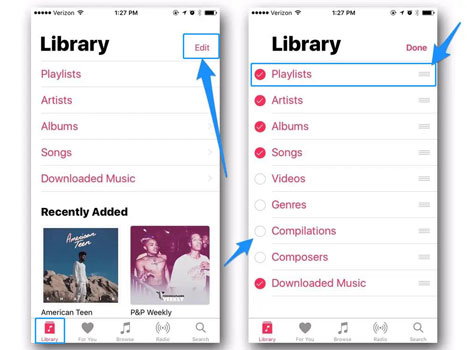 enable apple music playlist in library