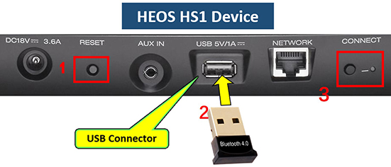turn on bluetooeh heos hs1