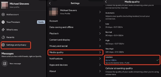enable spotify lossless on mobile