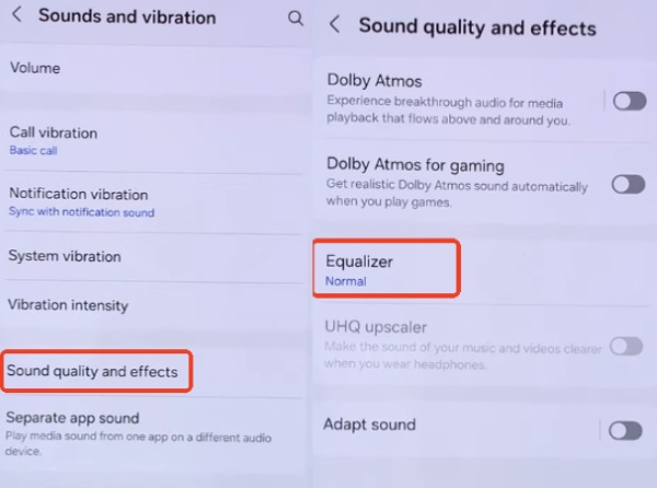 bulit in equalizer settings on android
