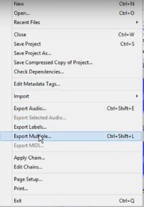export multiple audacity