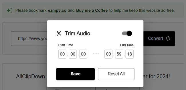 ezmp3 audio trimming interface