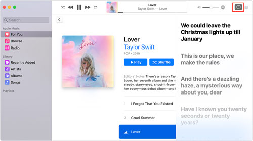Find Apple Music lyrics on Mac