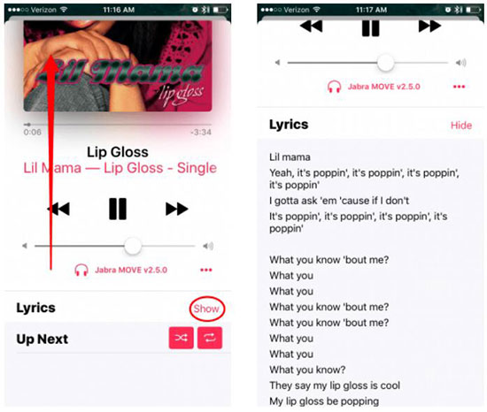 Find lyrics on iPhone