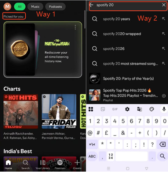 find spotify 20