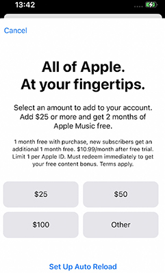 free apple music subscription by adding money to apple account