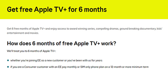 free apple tv ee