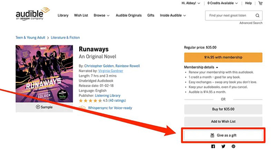 give as a gift audible