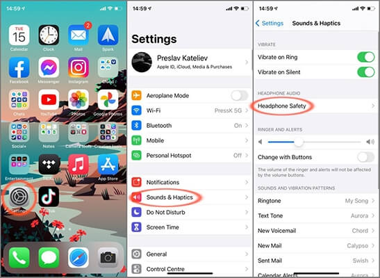 tap headphone safety on ios