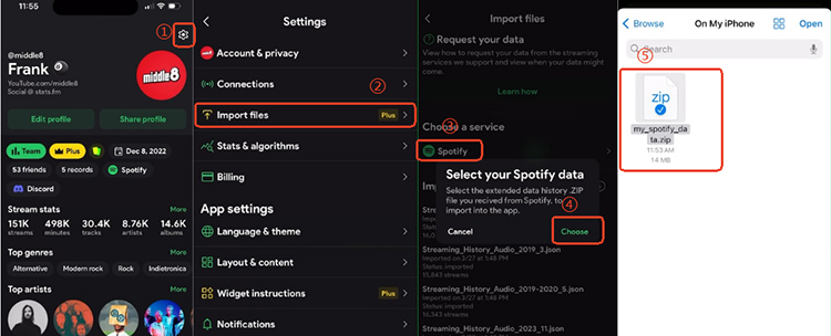 import spotify data to stats fm app