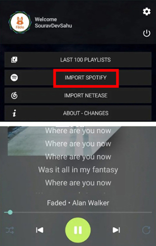 import spotify fildo