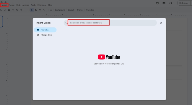 insert youtube video url to google slides