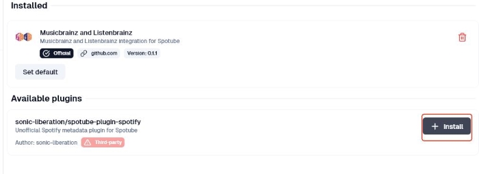 install third party plugin in spotube