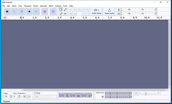 interface of audacity